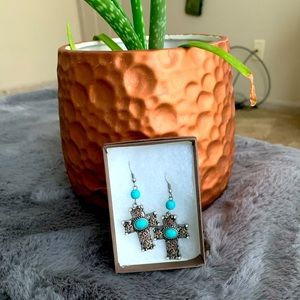 Turquoise Cross Earrings